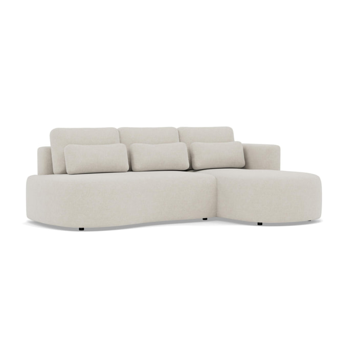 Mahina - canapé d'angle droit 4 places convertible avec coffre en tissu texturé - Beige