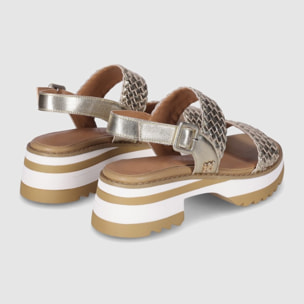 Sandalias de Piel - Platino - Tacón: 4 cm