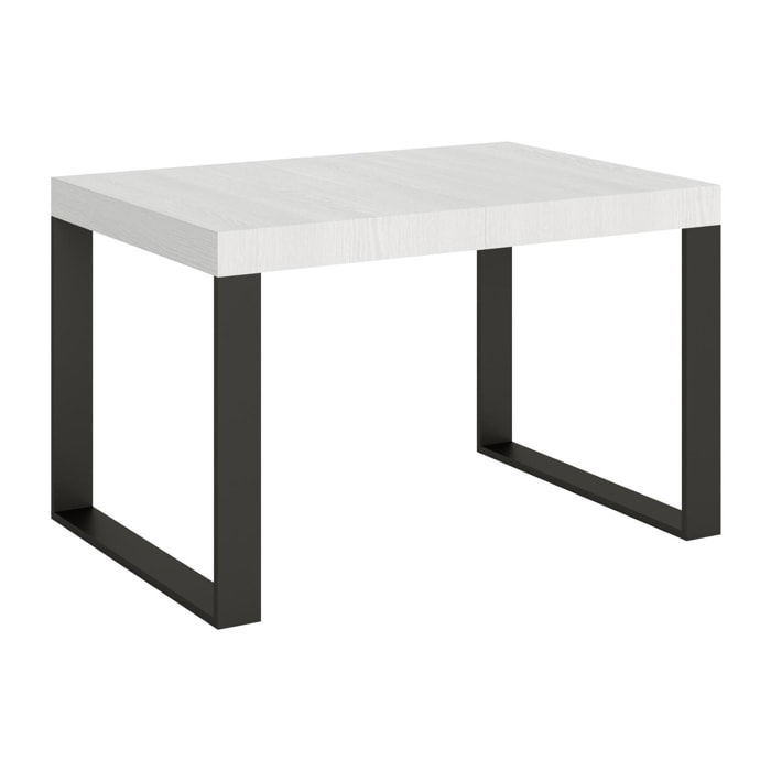Table extensible 90x130/234 cm Tecno Frêne Blanc cadre Anthracite