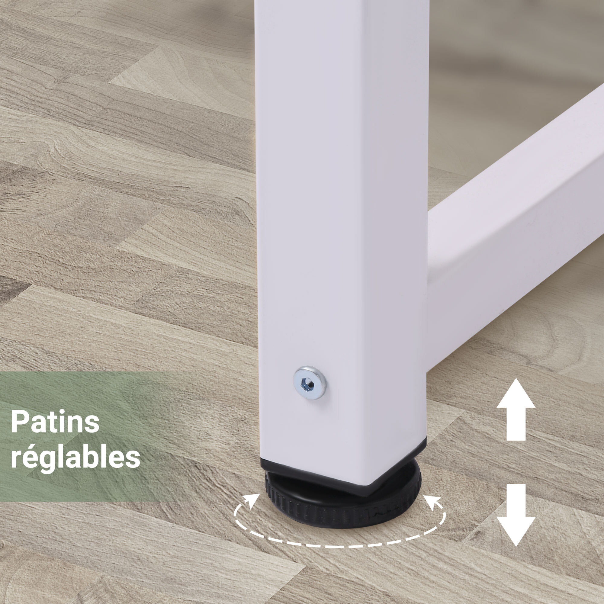 Table d'ordinateur 120L x 60l x 76H cm chêne et blanc multifonction grand plateau cadre robuste en métal blanc