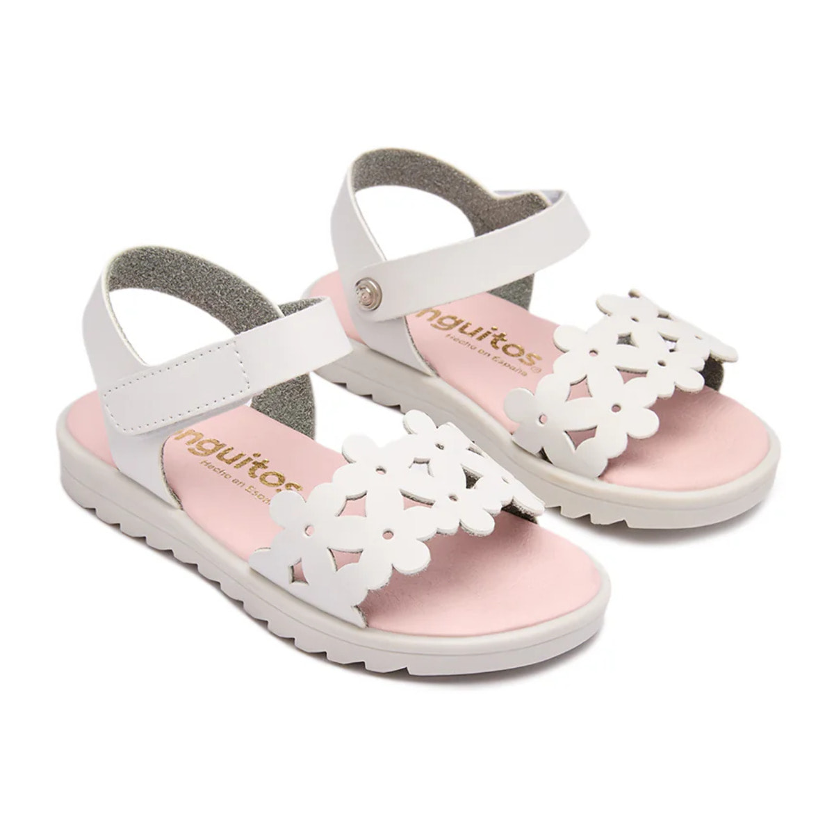 Sandalias de Niña con Diseño de Flor en Blanco