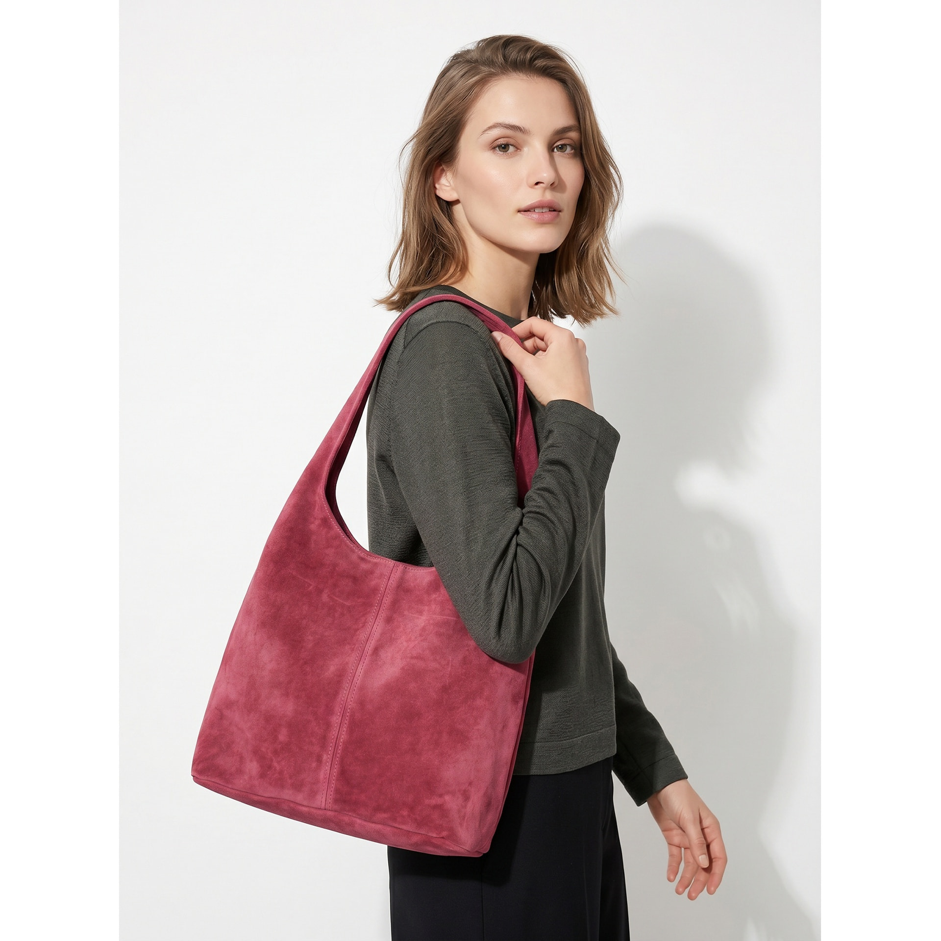 Borsa a mano da donna Made in Italy - Modello Valeria Chic - 100% pelle - 40.0 x 35.0 x 15.0 cm