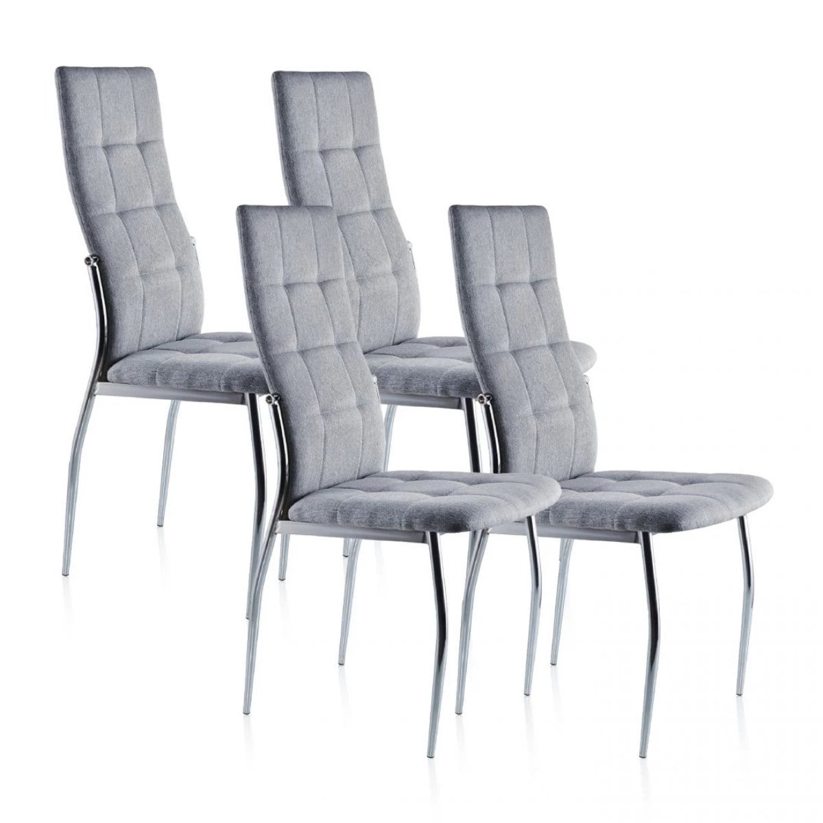 Pack 4 sillas de comedor en tejido gris 57x44 cm Diana Tejido - Gris