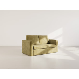 Marilia - Canapé 2 places convertible déplimousse en velours texturé - Vert Olive