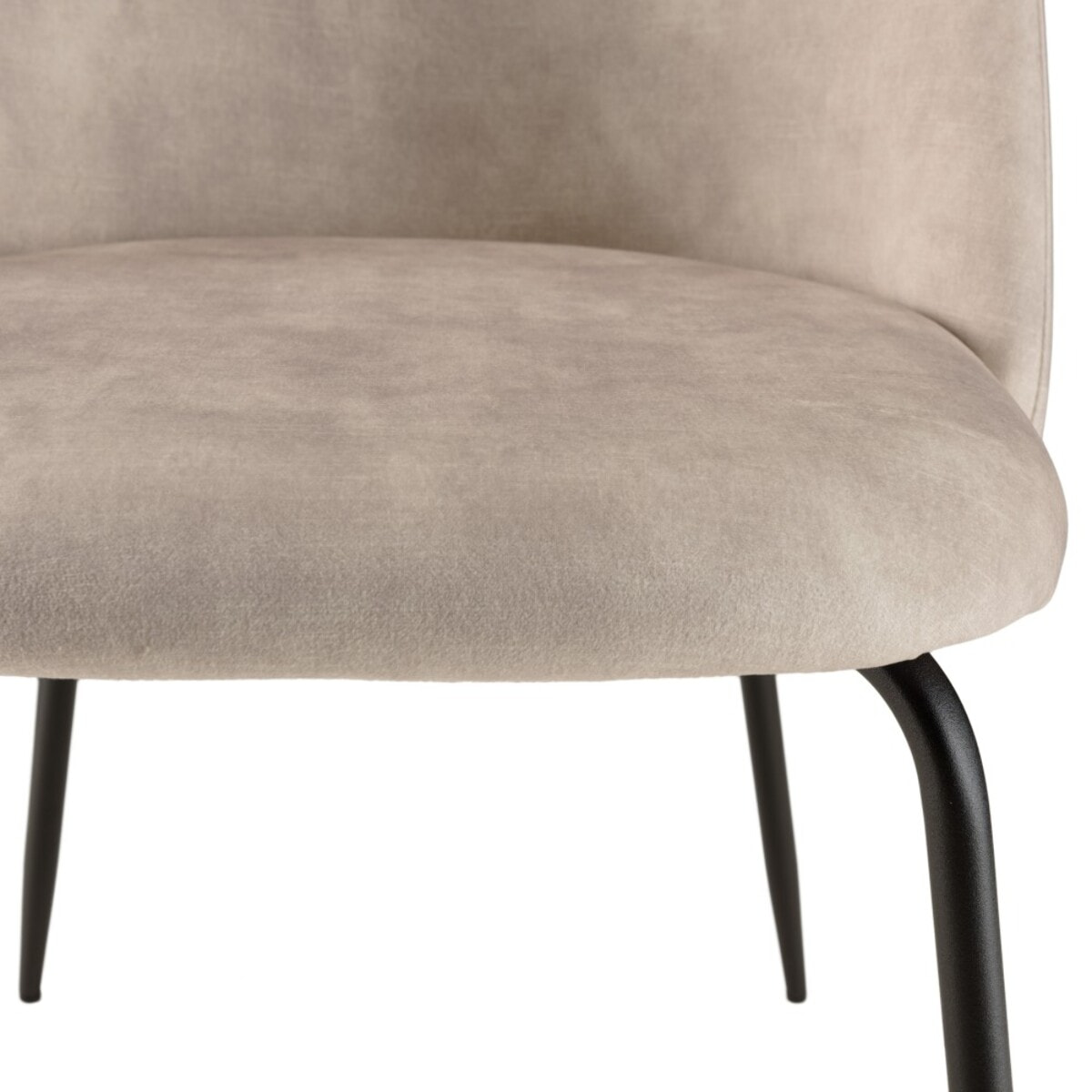 TOM - Lot de 2 chaises velours beige dossier arrondi pieds acier noir