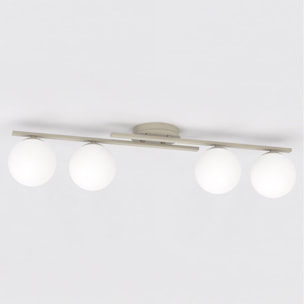 Lampada a sospensione KAIRO in acciaio beige e vetro opalino