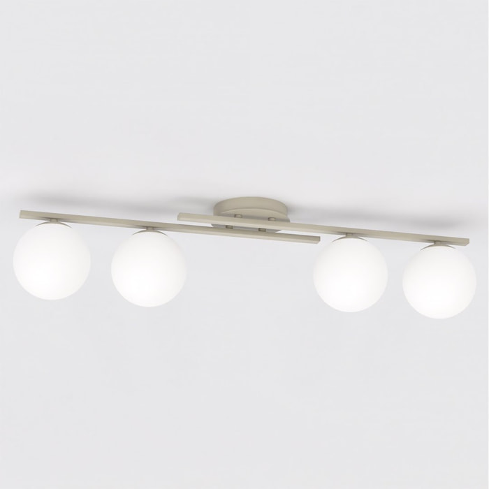Lampada a sospensione KAIRO in acciaio beige e vetro opalino