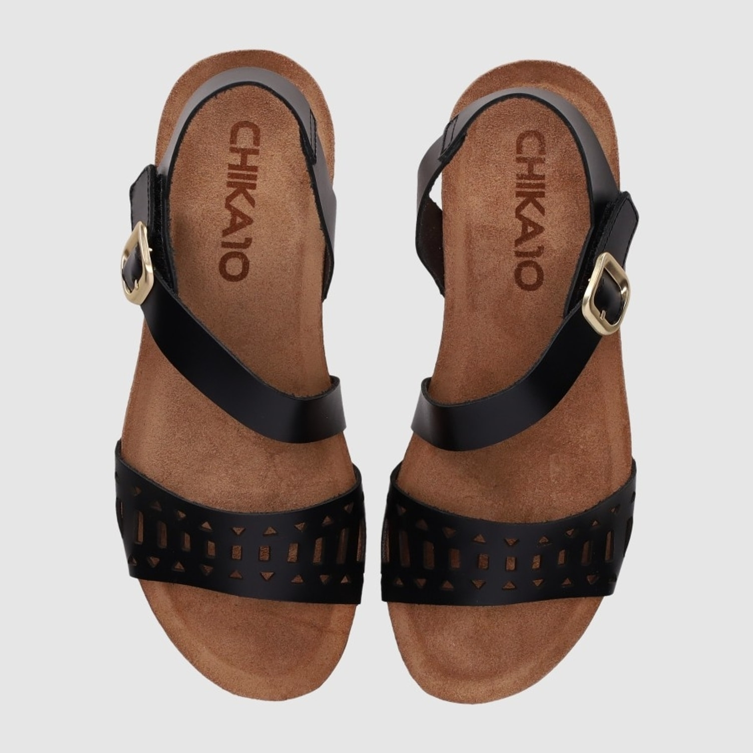 Sandalias de Piel - Negro - Tacón: 3 cm