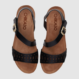 Sandalias de Piel - Negro - Tacón: 3 cm