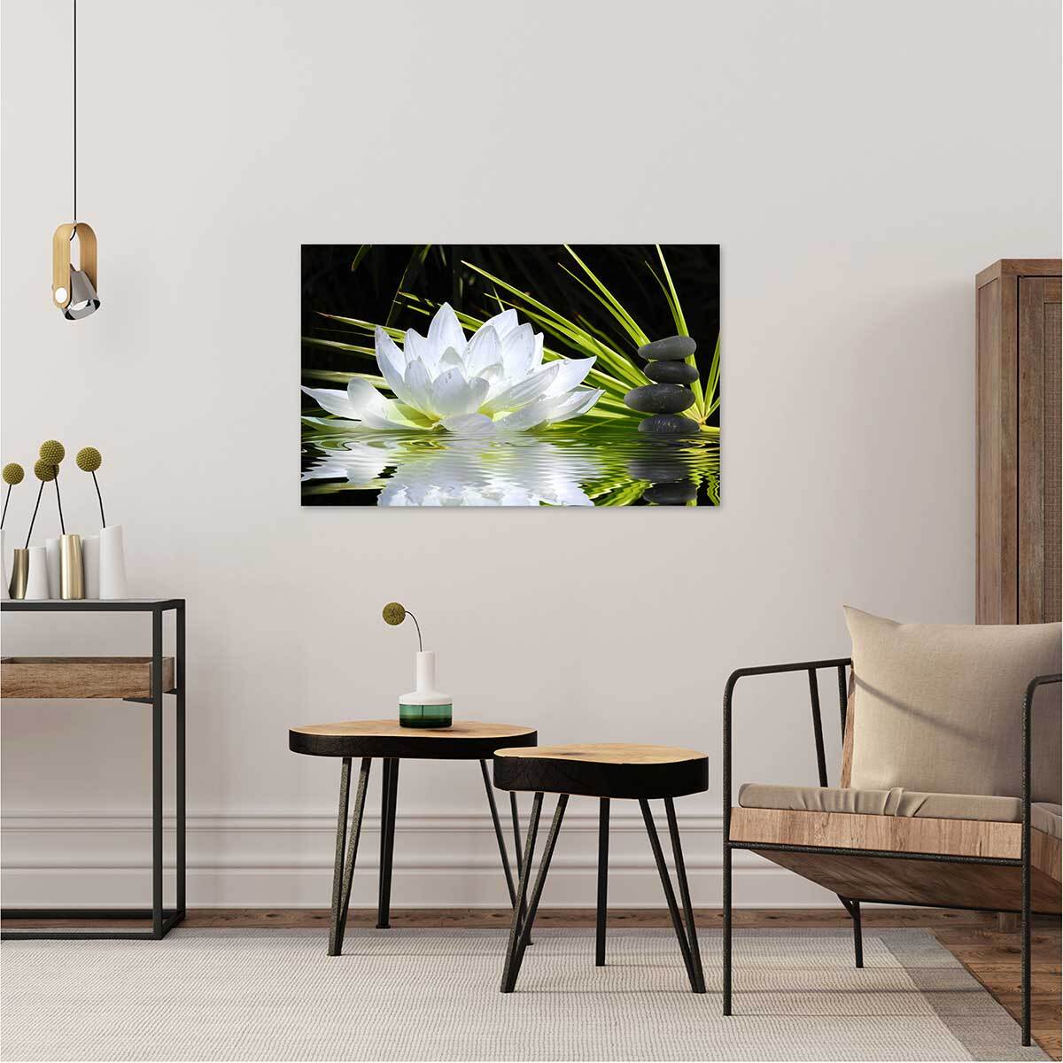 Tableau deco ambiance zen et fleur de lotus - 80x50 cm Toile imprimée