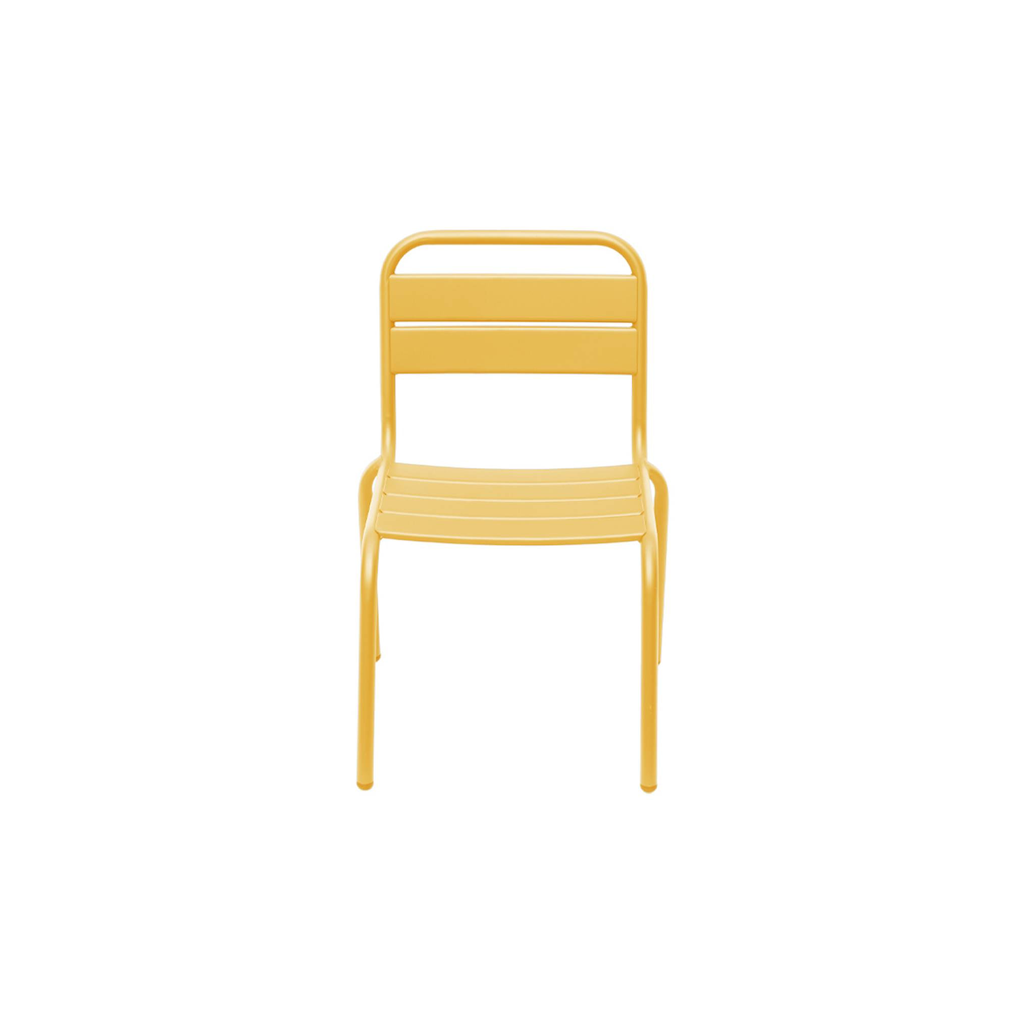 Lot de 2 chaises en métal jaune pour enfant. salon de jardin enfant