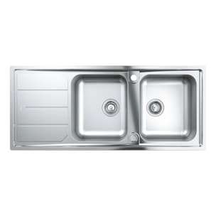 K500 Evier à encastrer 2 bacs en acier inoxydable 116cm x 50cm