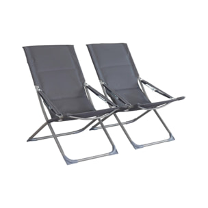 Lot de 2 chaises pliantes anthracite PARMA en acier / polyester 600D. 84 x 62 x 87 cm