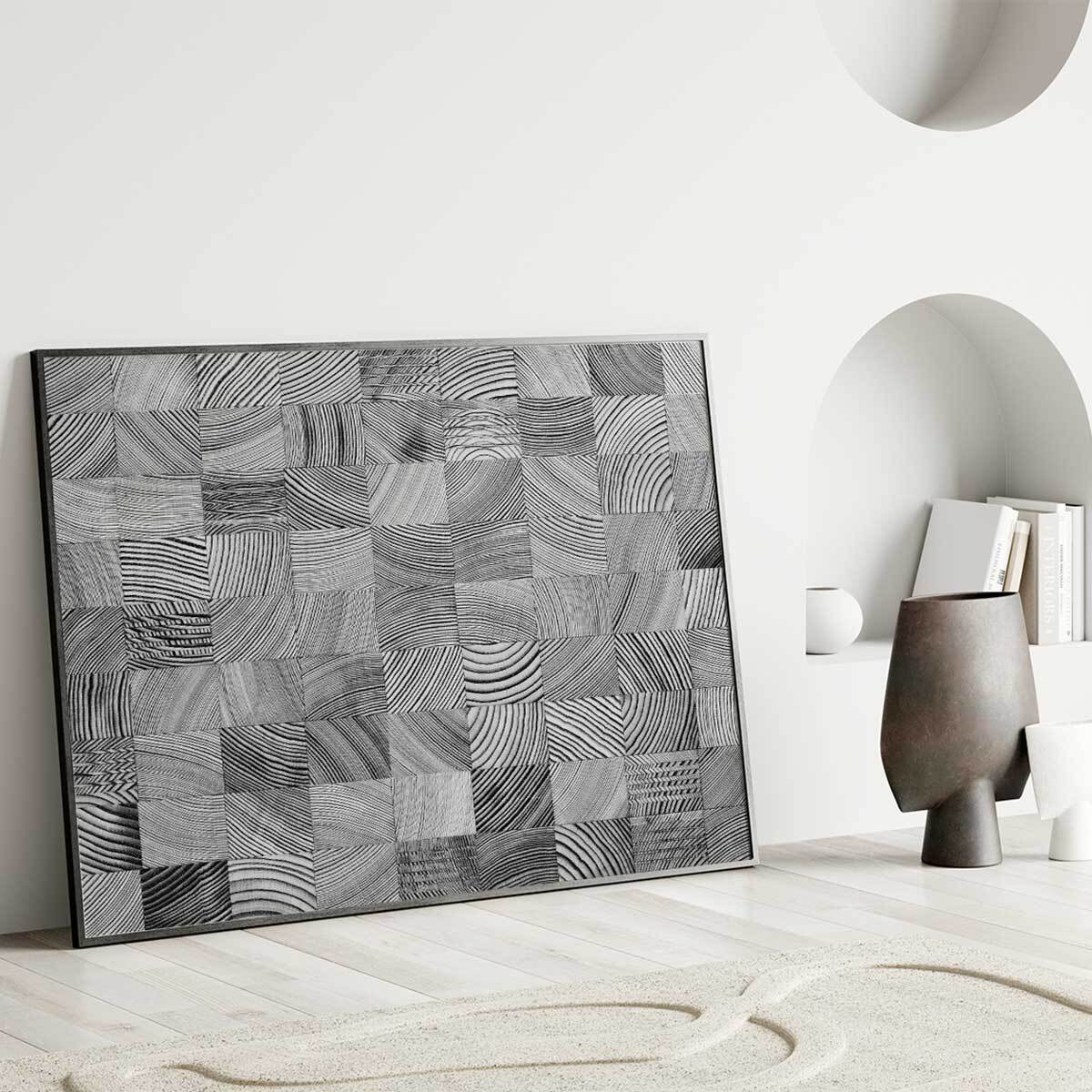 Affiche encadrée motifs graphiques noir et blanc Affiche + cadre en métal - Noir