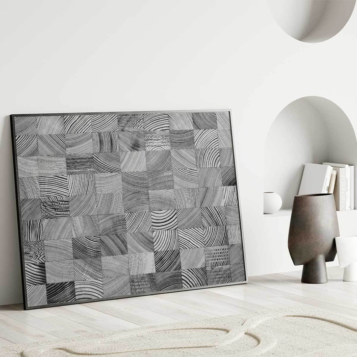 Affiche encadrée motifs graphiques noir et blanc Affiche + cadre en métal - Noir