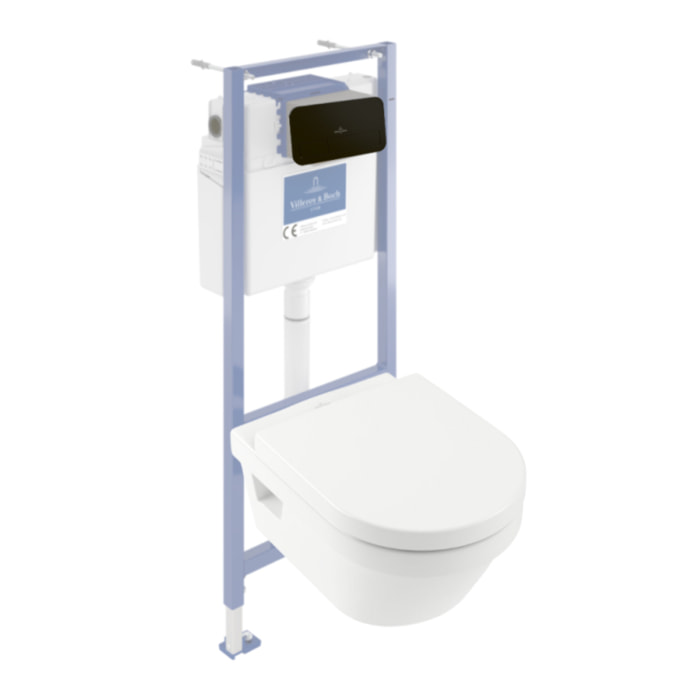 Pack WC sans bride Architectura avec abattant + bâti-support sol et mur Viconnect PRO + plaque noir
