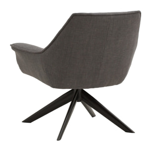 Poltrona girevole SEAPORT in tessuto grigio e gambe in metallo nero
