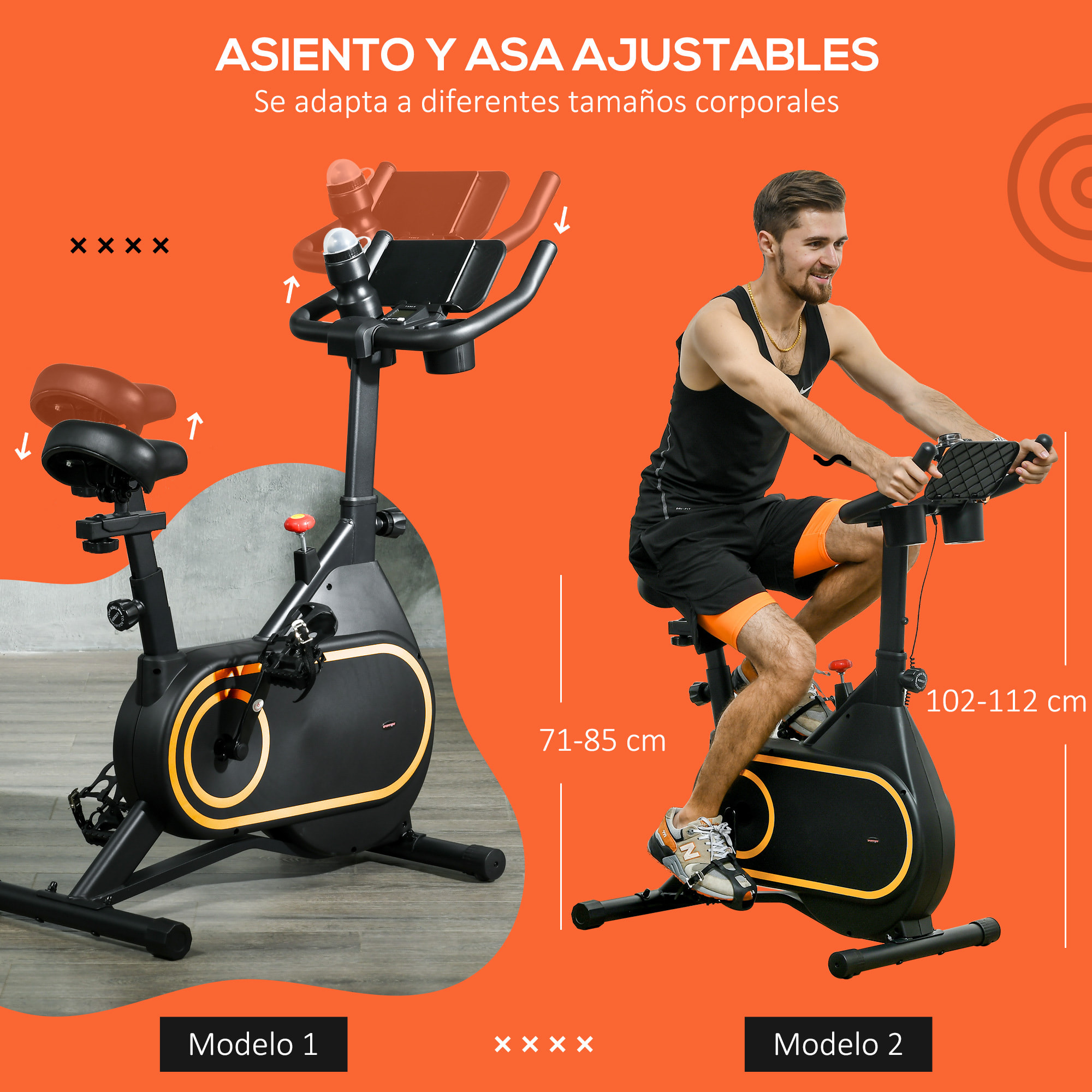 Bicicleta Estática Bici Estática con Volante de Inercia 4 kg Resistencia Magnética Ajustable Pantalla LCD Silencioso Asiento Ajustable y Soporte de Vasos Carga 120 kg para Casa Gimnasio Negro