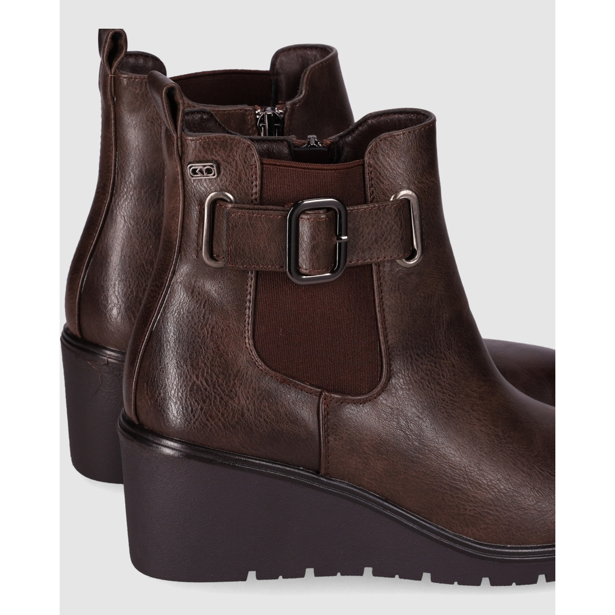 Botines de Piel Sintética - Marron - Tacón: 6 cm