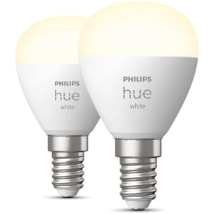 Ampoule LED connectée PHILIPS HUE White E14 Sphérique x2