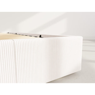 Isa - lit coffre - 160x200 cm - en velours côtelé - Beige