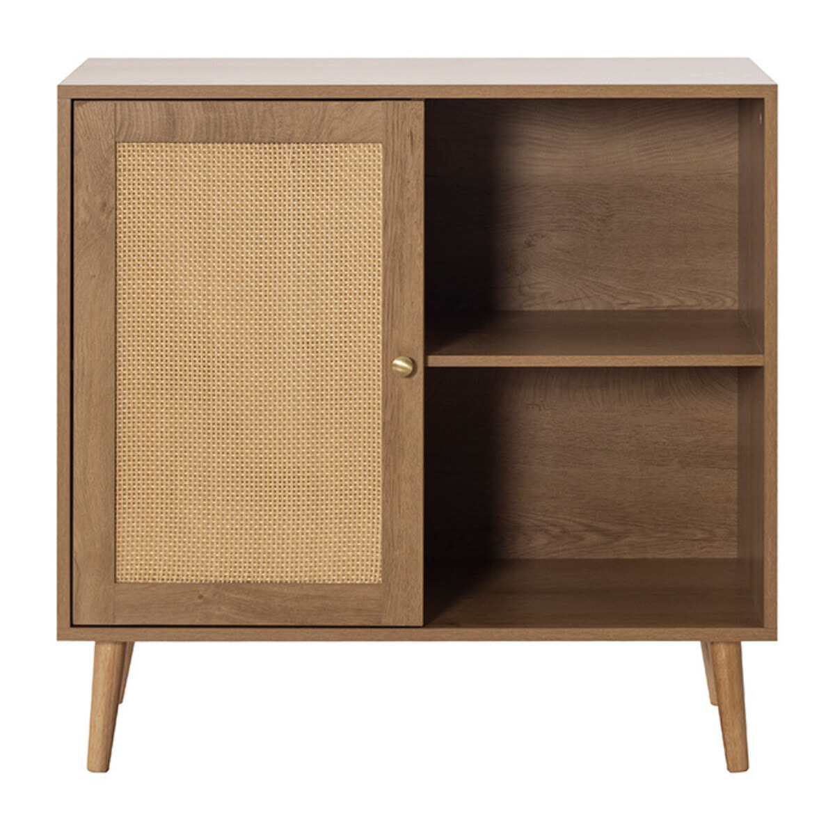 Goto - buffet haut - effet bois et cannage - 2 niches et 1 porte - 80 cm - Bois