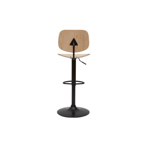 Tabouret de bar relevable bois clair et métal noir TOBIAS