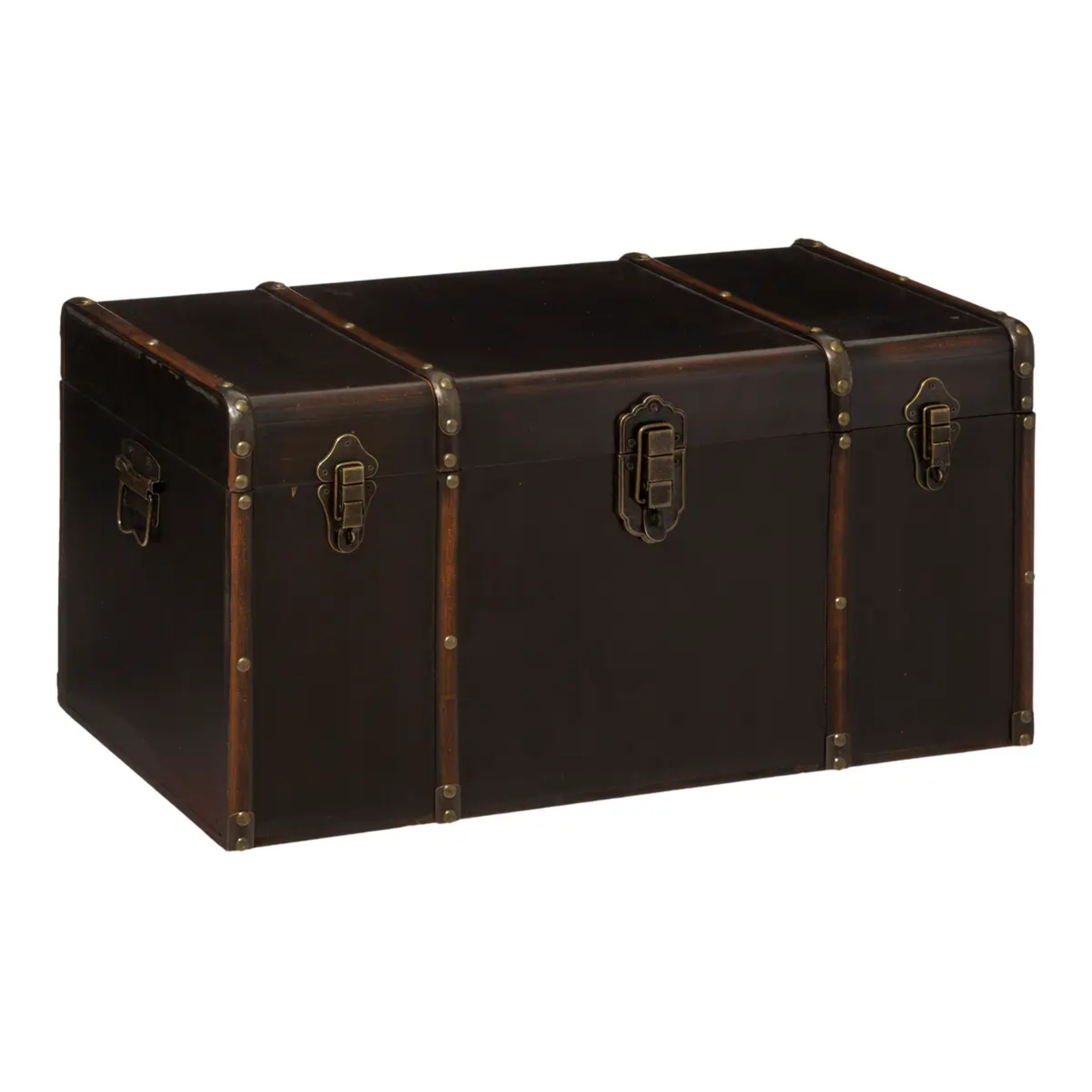 Set de 3 malles british flower noir L61/71/81cm