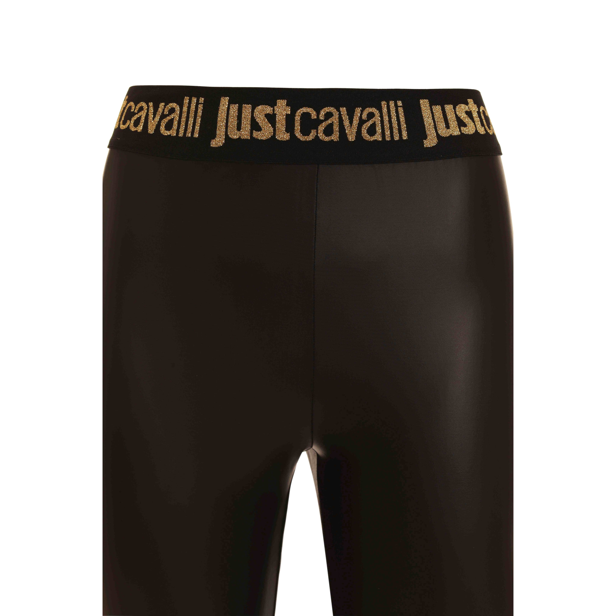 Just Cavalli Leggings de cuero sintético con cinturilla de logo Just Cavalli.