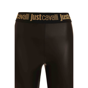 Just Cavalli Leggings de cuero sintético con cinturilla de logo Just Cavalli.