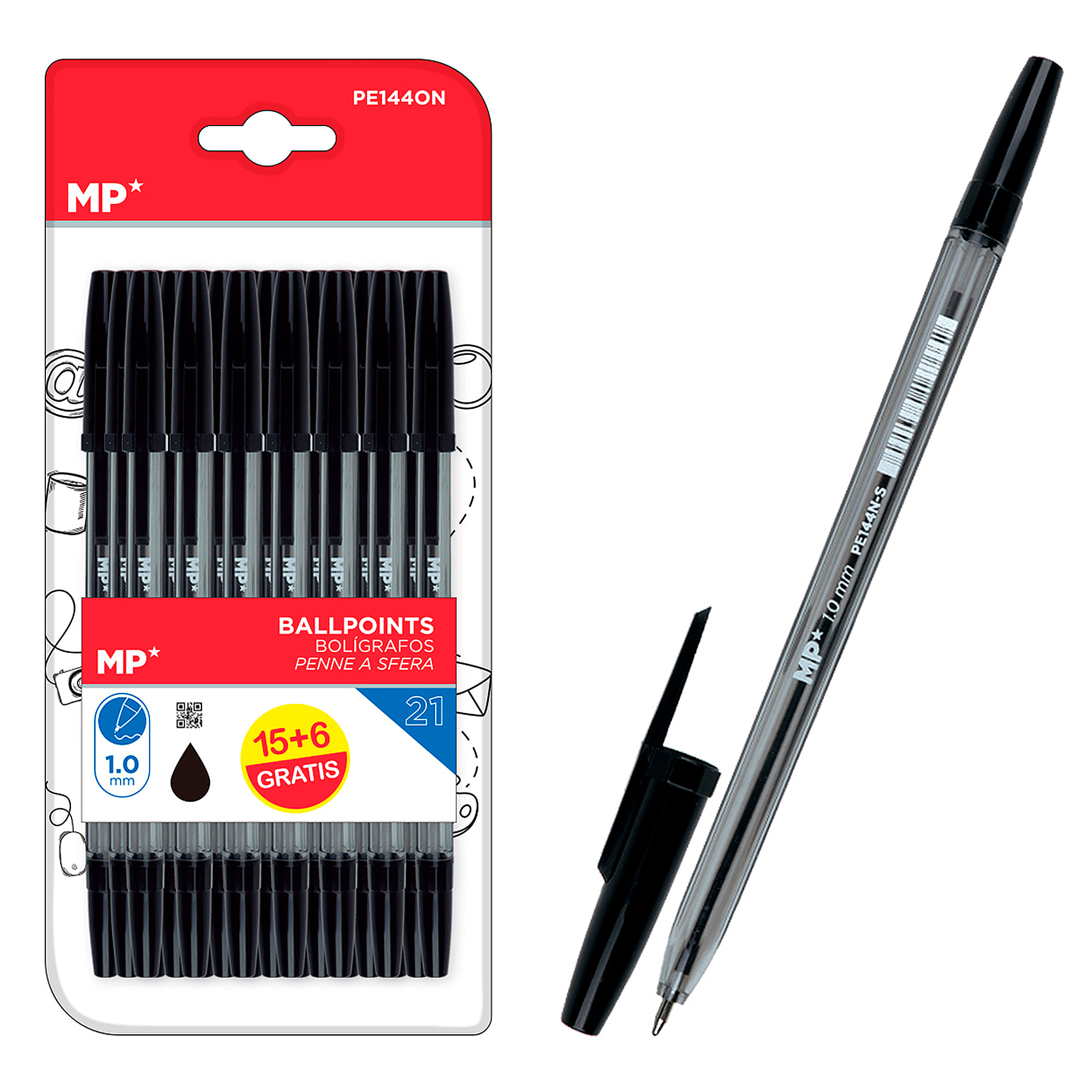 SET 21 BOLÍGRAFOS NEGRO PUNTA 1.0 mm