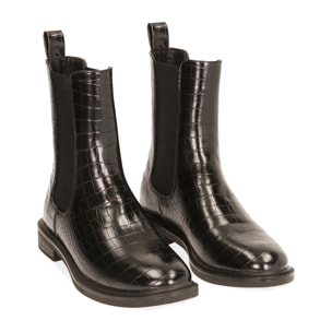 Chelsea boots neri stampa cocco