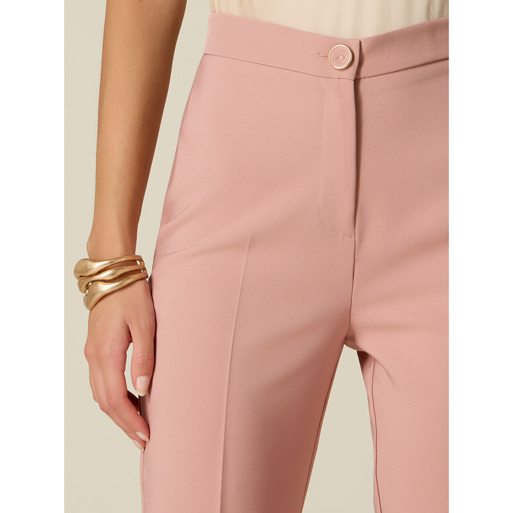 Oltre - Pantalones flare de talle alto - Rosa