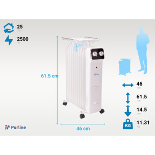 Radiateur d'huile blanc avec réservoir d'humidification 2500   W