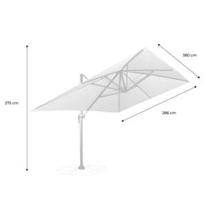 Parasol déporté rectangulaire  3x4m - Wimereux - Ecru - Parasol excentré inclinable dans 5 positions. rotatif à 360°.