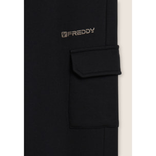 Pantaloni in felpa con tasca cargo e fondo a polsino