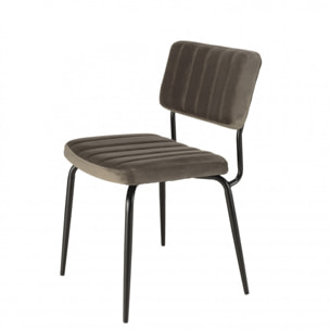 ALBANE - Lot de 2 chaises velours gris foncé pieds en métal noir