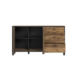 Buffet en bois effet chêne et noir style industriel - YAL