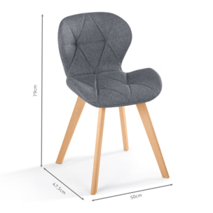 Chaises Gatsby en tissu et pieds bois - Gris