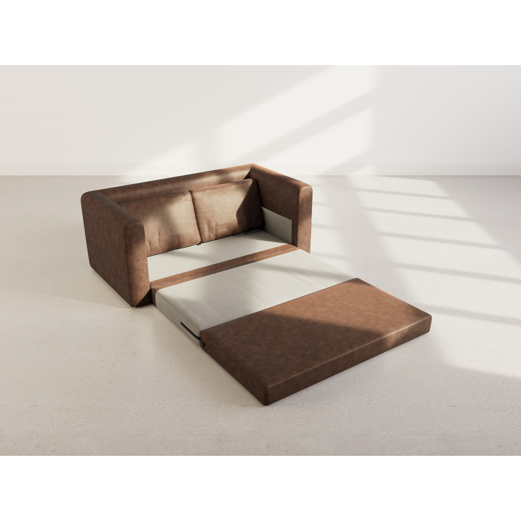 Marilia - canapé 2 places convertible déplimousse en simili - Marron