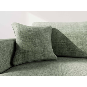 Miro - Canapé d'angle gauche 4 places convertible avec coffre en velours texturé - Vert sauge