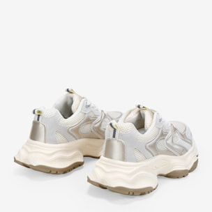 Zapatillas de plataforma oro y beige con cordones