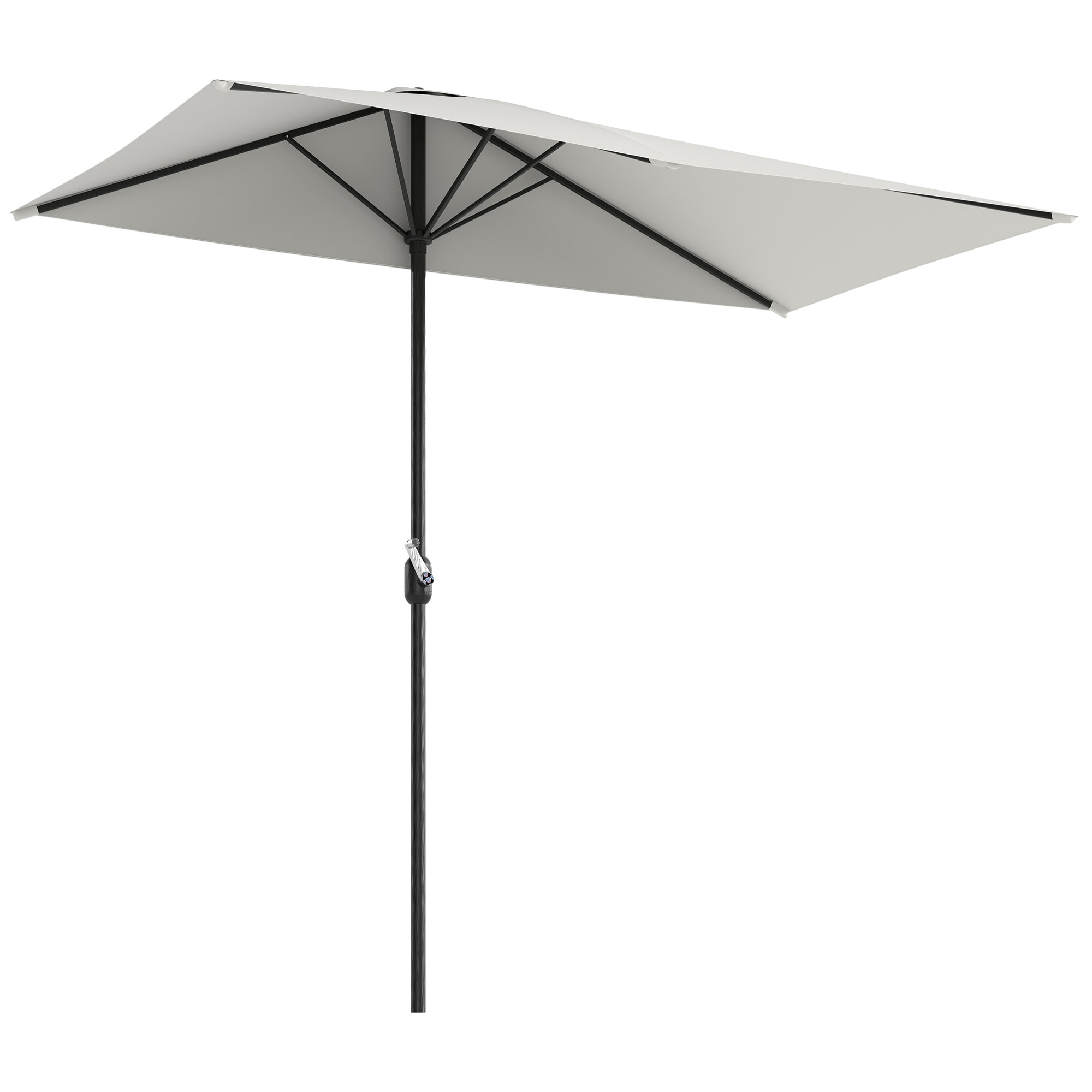 Demi-parasol Ø 230 cm Parasol de balcon terrasse avec manivelle Protection solaire UV Polyester pour contre au mur, porche, balcon crème
