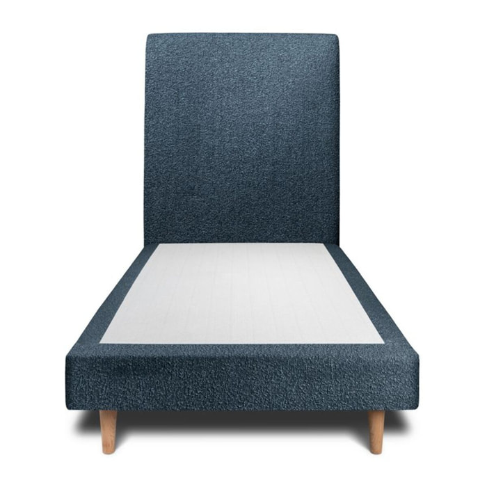 Lit avec tête de lit tapissée bouclette et sommier tapissier ep14
