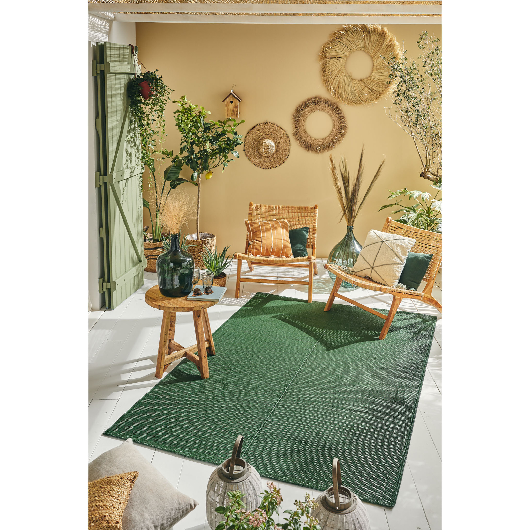 CAPRI - Tapis d'extérieur à motif uni - Vert