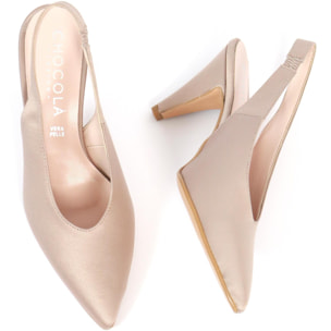 SLINGBACK CHOCOLA' RASO NUDE