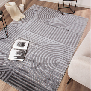 BIANCA - Tapis motif en relief gris