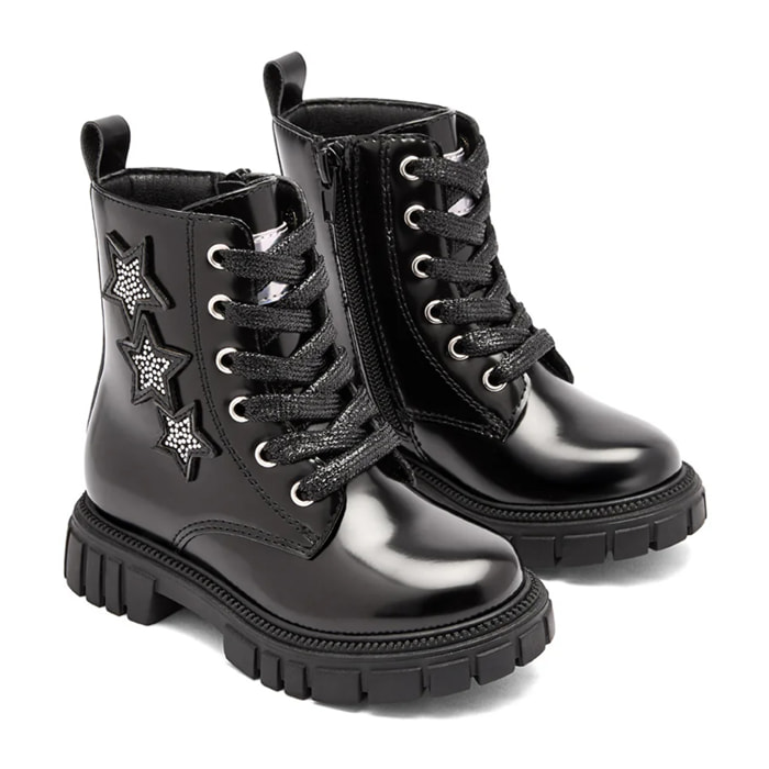 Stivali da bambina con stampa a stelle in stile militare