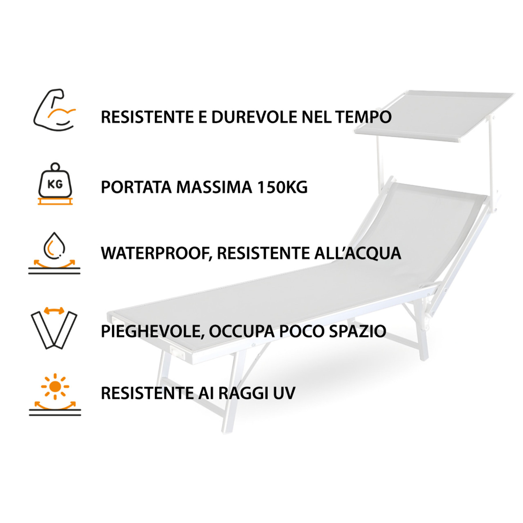 Lettino Spiaggia Piscina Schienale Regolabile Pieghevole Modello La Plata