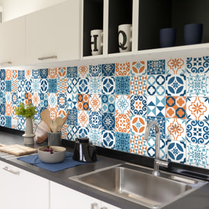 Stickers muraux - Sticker Mural Carrelage adhésif Cuisine Salle de Bain - 30 STICKERS CARRELAGES AZULEJOS LUIZIANA